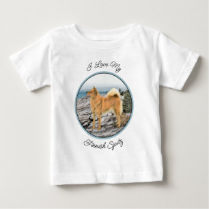 フィンランドスピッツ絵画アットシーショア – Dog Art ベビーTシャツ
