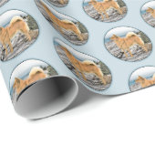 フィンランドスピッツ絵画アットシーショア – Dog Art ラッピングペーパー (ロールコーナー)