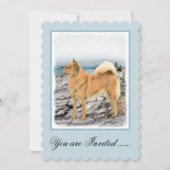 フィンランドスピッツ絵画アットシーショア – Dog Art 招待状 (正面)