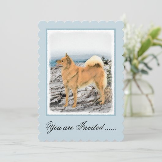 フィンランドスピッツ絵画アットシーショア – Dog Art 招待状 (スタンド正面)