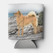 フィンランドスピッツ絵画アットシーショア – Dog Art 缶クーラー (正面)