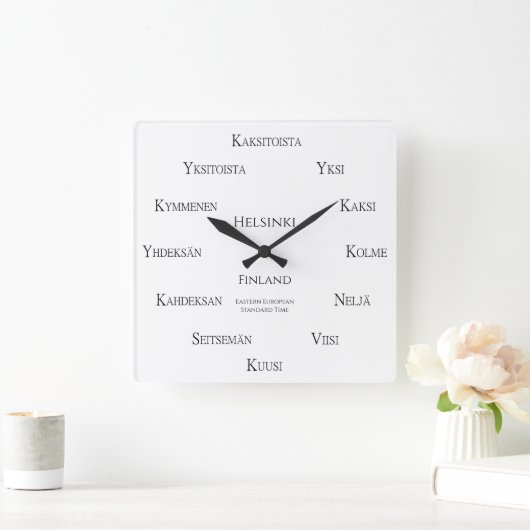 フィンランドナンバカスタムス市国タイムゾーン スクエア壁時計 (ホーム)