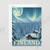 フィンランドノーザンライツウィンターキャビン葉書 シーズンポストカード (正面/裏面)