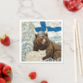 フィンランドバイキングベアークアクティックキツネアールヌーボー スタンダードカクテルナプキン (インサイチュ)