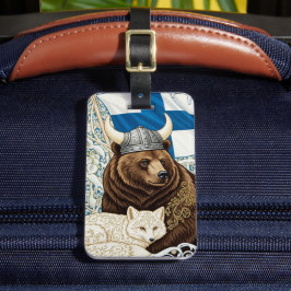 フィンランドバイキングベアークアクティックキツネアールヌーボー ラゲッジタグ