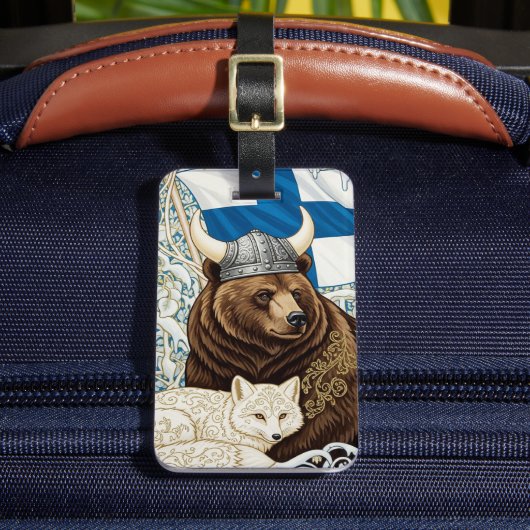 フィンランドバイキングベアークアクティックキツネアールヌーボー ラゲッジタグ (正面インサイチュ2)