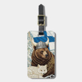 フィンランドバイキングベアークアクティックキツネアールヌーボー ラゲッジタグ (正面縦)