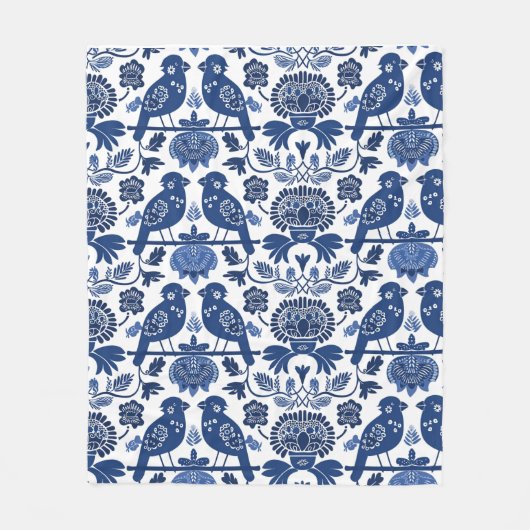 フィンランドフォークアートパターン フリースブランケット (正面)