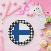 フィンランドプレート、バッファロー・プレイド&フィンランド国旗 ペーパープレート (パーティー)