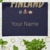 フィンランドムースヴィンテージフラッグテントレトロお土産 キッチンタオル (折り畳み)