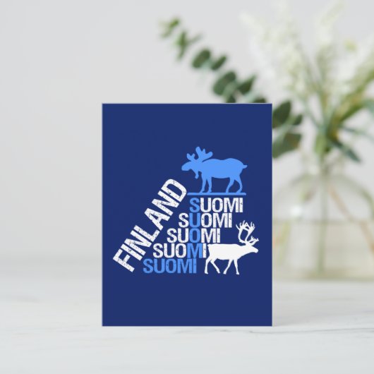フィンランドムース&トナカイカスタマイズハガキ – ポストカード (スタンド正面)