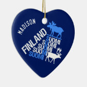 フィンランドムース&トナカイ名前をカスタムするオーナメント セラミックオーナメント (右)