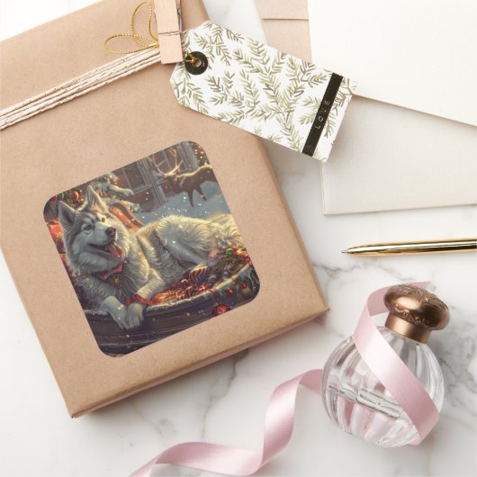 フィンランドラプンドッグクリスマスフェスティバル スクエアシール (ギフト)