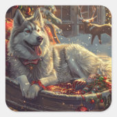 フィンランドラプンドッグクリスマスフェスティバル スクエアシール (正面)