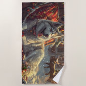 フィンランドラプンドッグクリスマスフェスティバル ビーチタオル (正面)