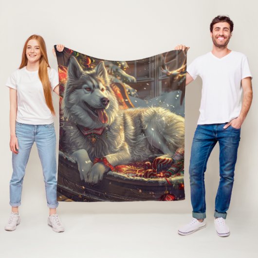 フィンランドラプンドッグクリスマスフェスティバル フリースブランケット (インサイチュ)