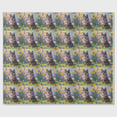 フィンランドラプンドドッグ絵を描春の花 ラッピングペーパー (フラット)