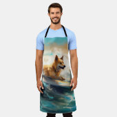 フィンランドラプーンビーチサーフィン絵を描ズ エプロン (着用した状態)