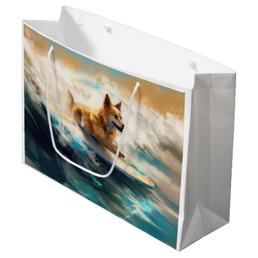 フィンランドラプーンビーチサーフィン絵を描ズ ラージペーパーバッグ (正面アングル)