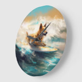 フィンランドラプーンビーチサーフィン絵を描ズ ラージ壁時計 (傾斜)
