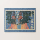 フィンランドレイクトラベルアートヴィンテージ ジグソーパズル (横)