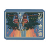 フィンランドレイクトラベルアートヴィンテージ マグネット (横)