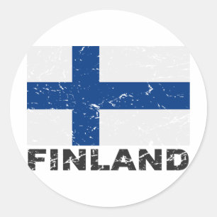 フィンランドヴィンテージ国旗 ラウンドシール