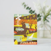 フィンランド中世紀旅行モダンポスター ポストカード (スタンド正面)