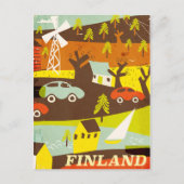 フィンランド中世紀旅行モダンポスター ポストカード (正面)