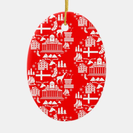 フィンランド伝統的のクリスマスの装飾 セラミックオーナメント (正面)