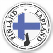 フィンランド国旗とシールシール丸い旗 シール (正面)