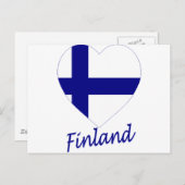 フィンランド国旗のハート ポストカード (正面/裏面)