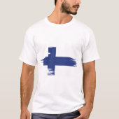 フィンランド国旗のブラシアート Tシャツ (正面)