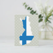 フィンランド国旗のマップ(フルサイズ) ポストカード (スタンド正面)