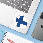 フィンランド国旗の丸いシール シール (ノートパソコンとiPhone)