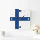フィンランド国旗の愛国心 スクエア壁時計 (ホーム)