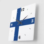 フィンランド国旗の愛国心 スクエア壁時計 (傾斜)