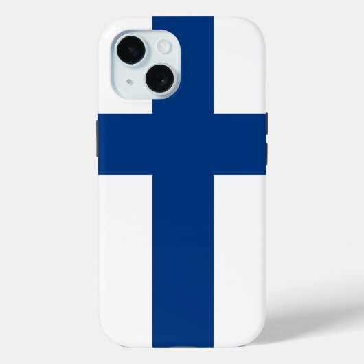 フィンランド国旗のApple iPhone 15 Case-Mateケース Case-Mate iPhoneケース (裏面)