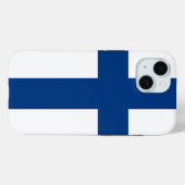 フィンランド国旗のApple iPhone 15 Case-Mateケース Case-Mate iPhoneケース (裏面 (横))