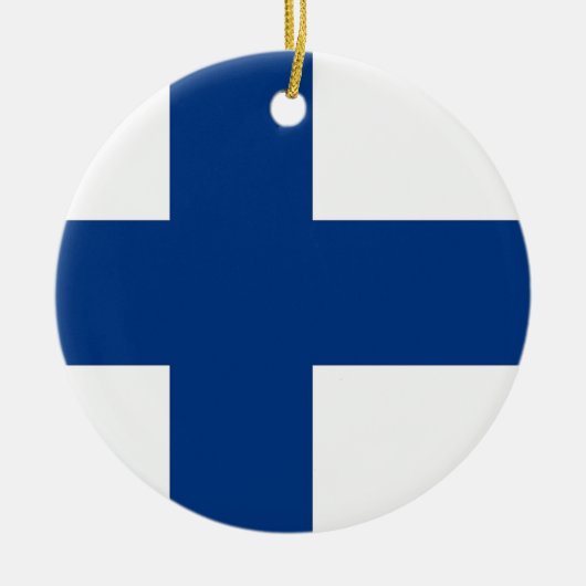 フィンランド国旗を持つオーナメント セラミックオーナメント (正面)