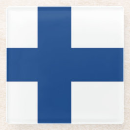 フィンランド国旗を持つガラスコアスター ガラスコースター