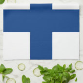フィンランド国旗を掲げたキッチンタオル キッチンタオル (折り畳み)