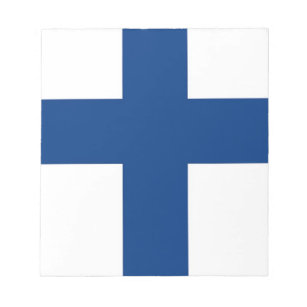 フィンランド国旗を掲げたメモ帳 ノートパッド