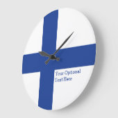フィンランド国旗カスタムの壁時計 ラージ壁時計 (傾斜)