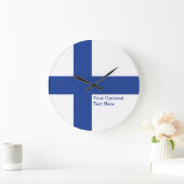 フィンランド国旗カスタムの壁時計 ラージ壁時計 (ホーム)