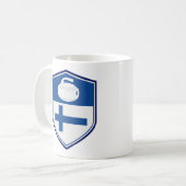 フィンランド国旗カーリングチームウィンタースポーツ コーヒーマグカップ (正面左)