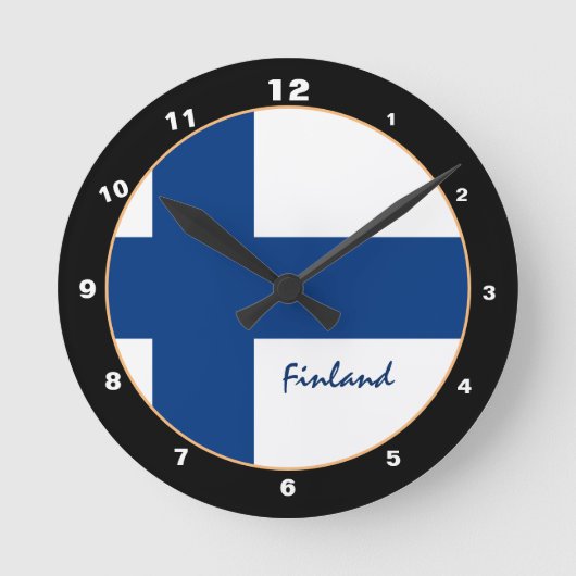 フィンランド国旗フィンランド国旗ホーム/デザイン ラウンド壁時計 (正面)