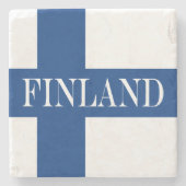 フィンランド国旗ブルークロス潮見 ストーンコースター (正面)