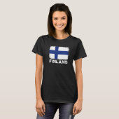 フィンランド国旗 フィンランドの人々を応援 女性 男性 Tシャツ (正面フル)