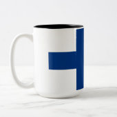 フィンランド国旗(フィンランド) 2音式コーヒーマグ ツートーンマグカップ (左)